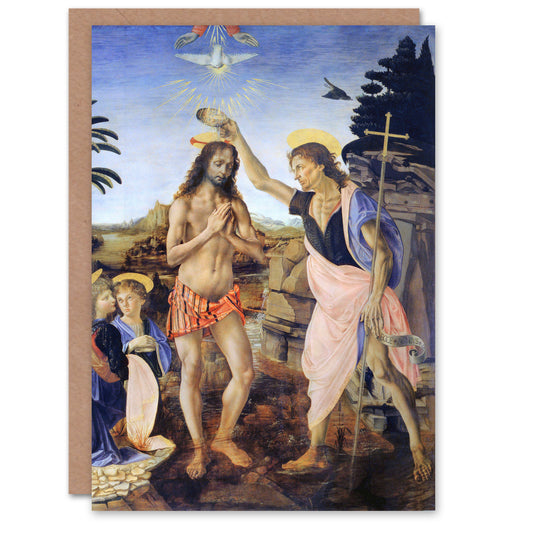 Leonardo da Vinci Verrocchio Baptism of Christ Greetings Card