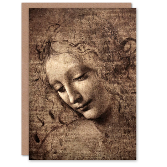 Leonardo da Vinci La Scapigliata Head of a Woman Greetings Card