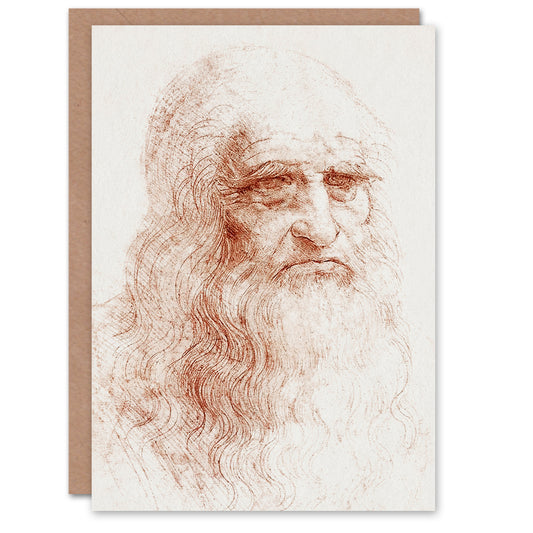 Leonardo da Vinci Self Portrait 1512 Drawing Greetings Card
