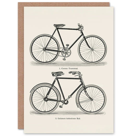 Meyers Lexikon Vintage Bicycle Illustration Greetings Card