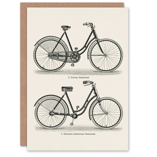 Meyers Lexikon Vintage German Bicycle illustration Greetings Card
