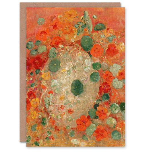 Odilon Redon Nasturtium Flowers Floral Painting Greetings Card