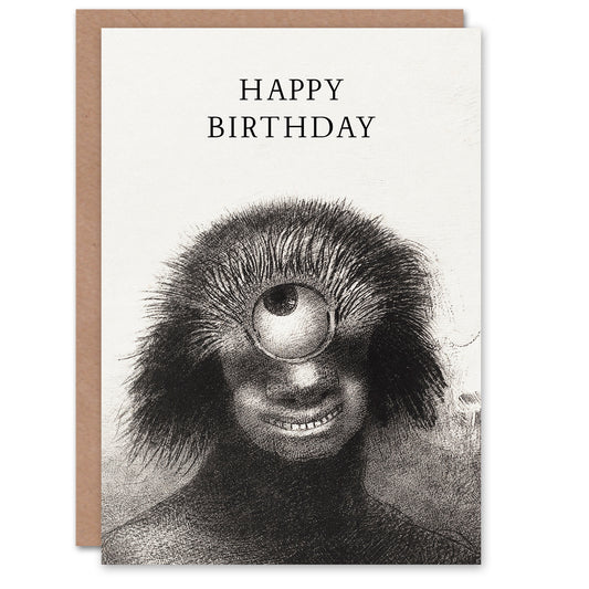 Odilon Redon Smiling Cyclops Pencil Drawing Birthday Card