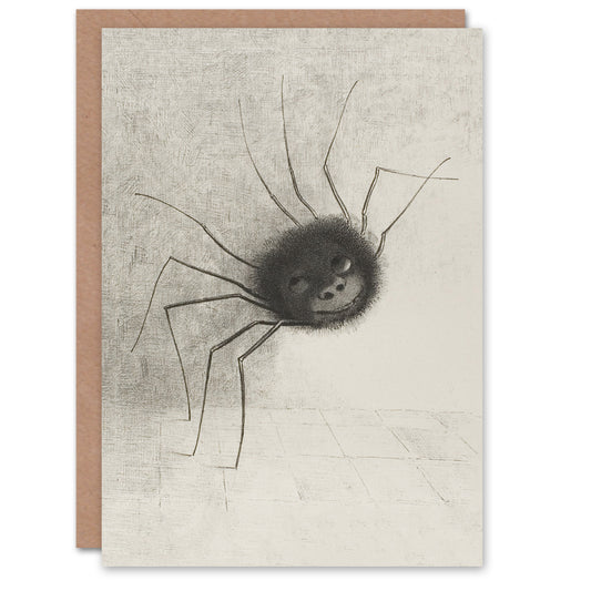 Odilon Redon Spider With a Face Pencil Drawing Greetings Card