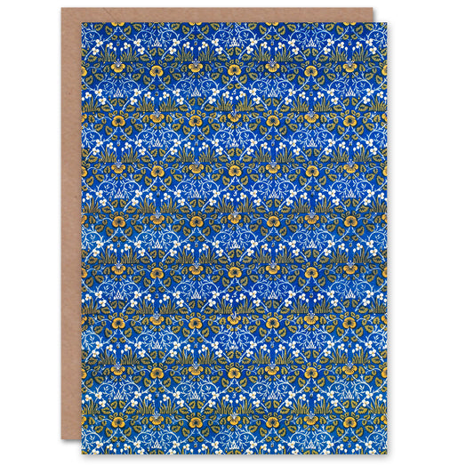 William Morris Eyebright Blue Floral Pattern Greetings Card
