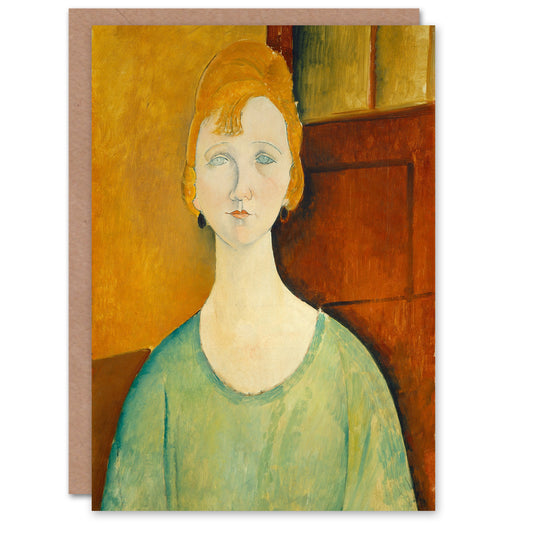Amedeo Modigliani Art Card Girl in Green Blouse Portrait