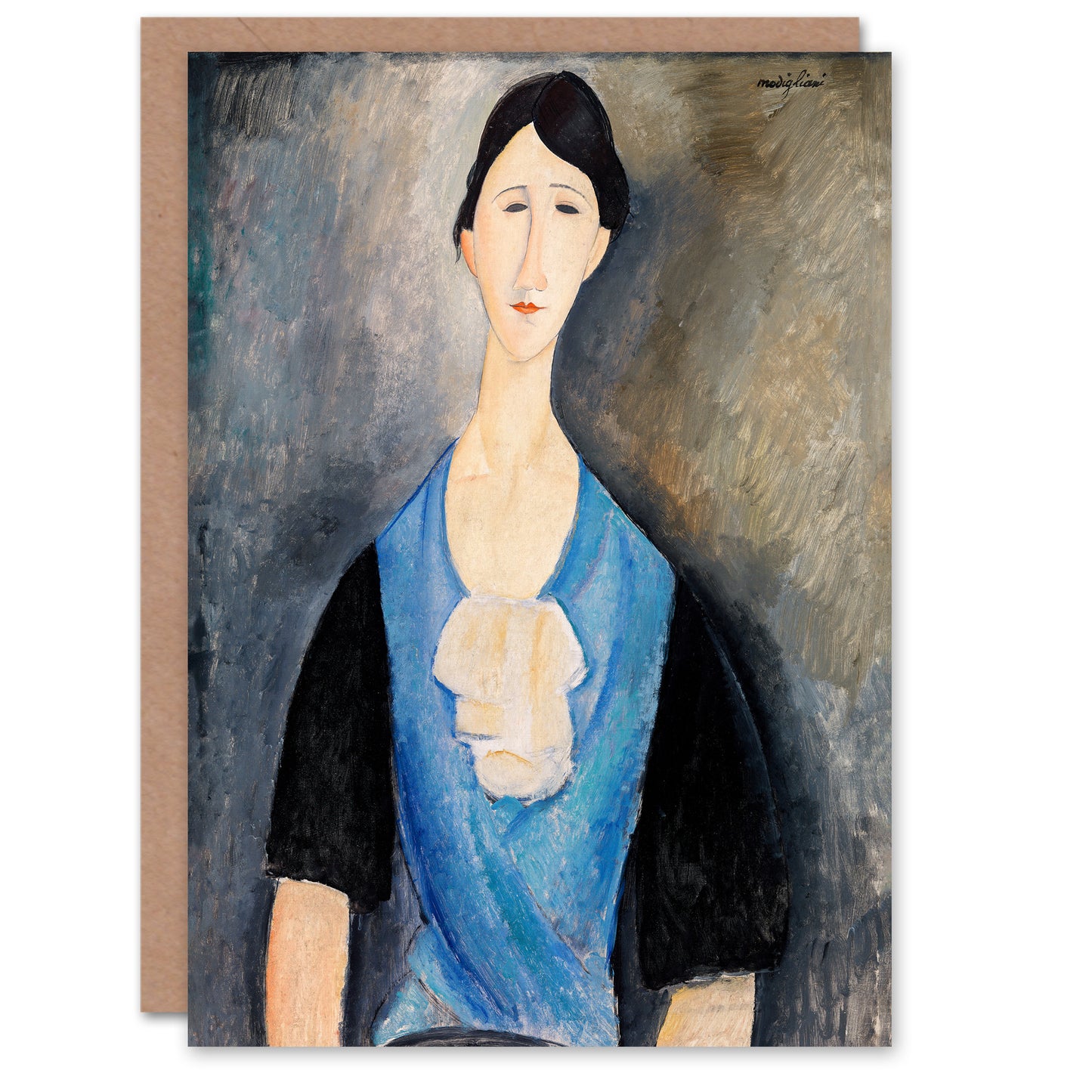Amedeo Modigliani Art Card Young Woman in Blue Portrait