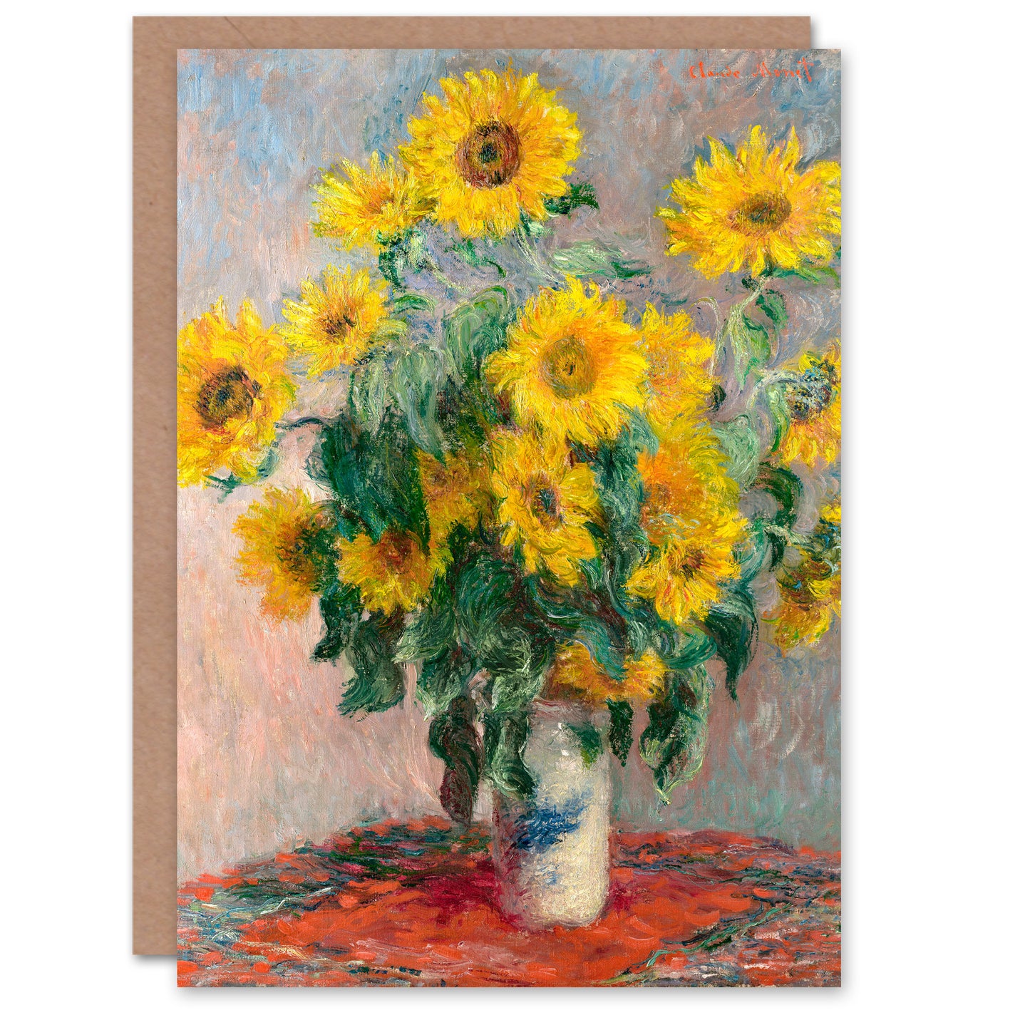 Claude Monet Art Card Bouquet of Sunflowers Painting