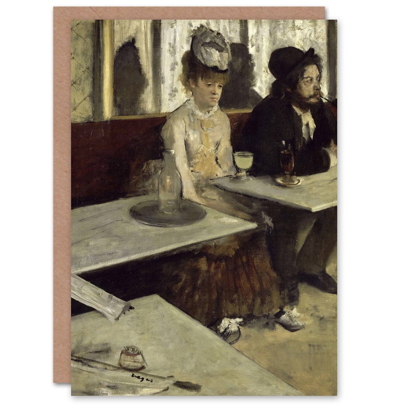 Edgar Degas Art Card In a Cafe Absinthe Drinkers Painting