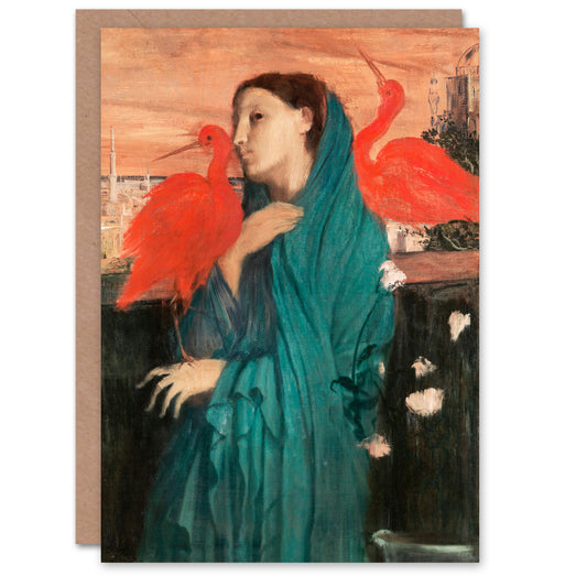 Edgar Degas Art Card Young Woman with Ibis Birds