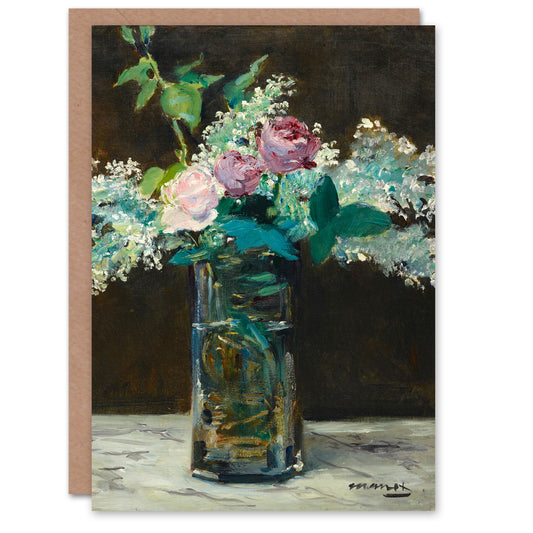 Edouard Manet Art Card Vase of White Lilacs and Roses
