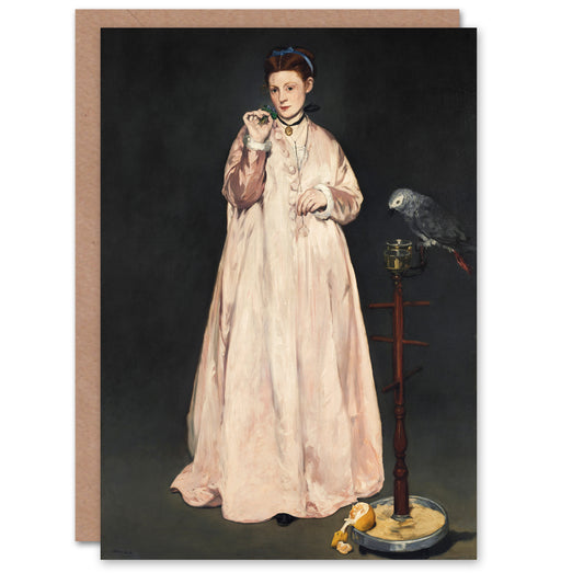 Edouard Manet Art Card Young Lady With a Parrot Portrait