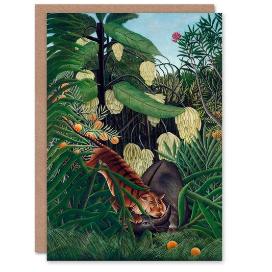 Henri Rousseau Art Card Fight between a Tiger and a Buffalo