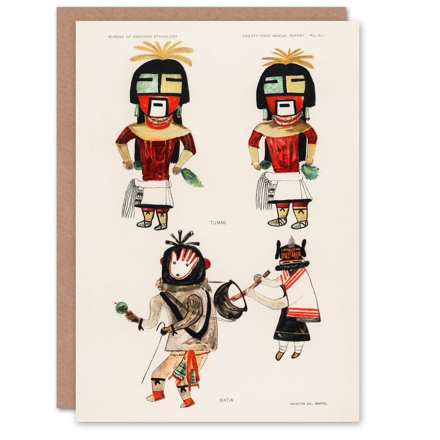 Hopi Native People Drawings Art Card Hopi Kachinas