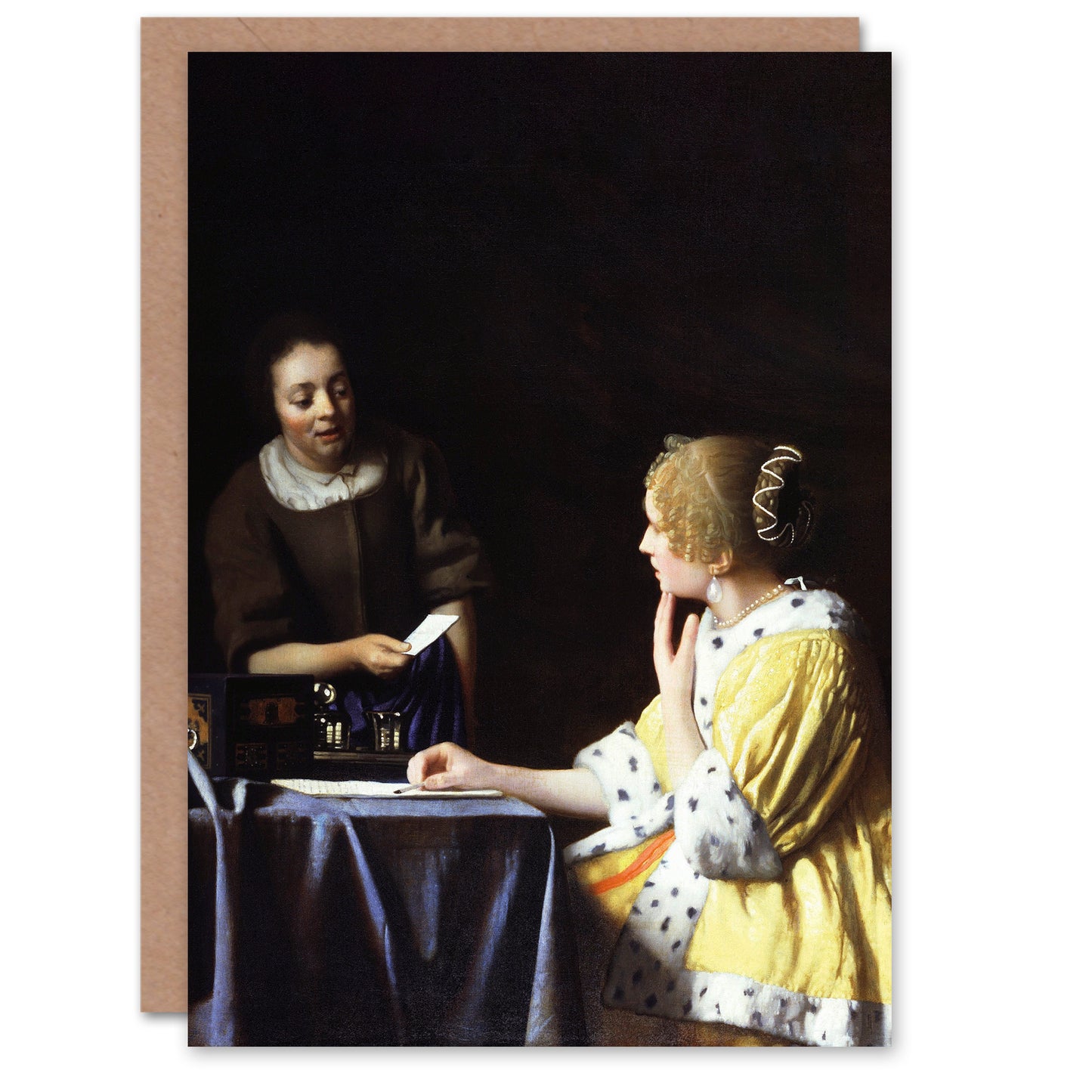 Johannes Vermeer Art Card Mistress and Maid Portrait