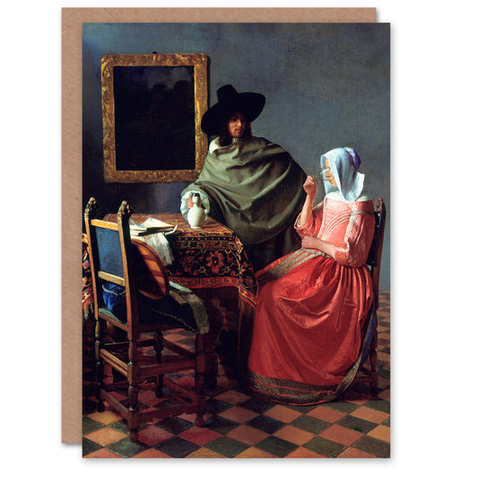 Johannes Vermeer Art Card The Wine Glass Cropped Painting