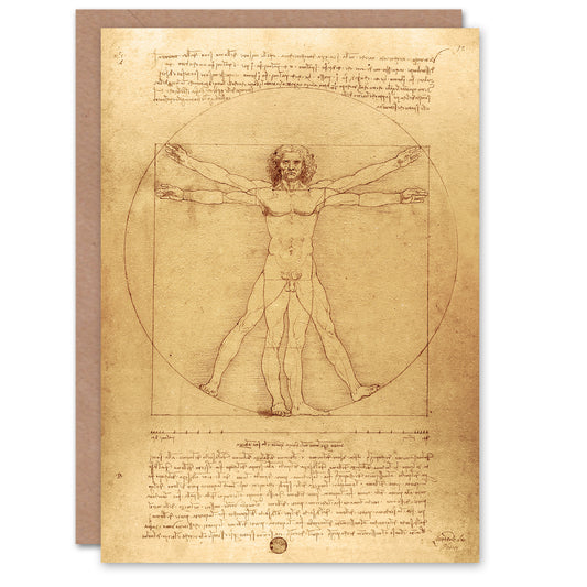 Leonardo da Vinci Art Card Vitruvian Man Drawing