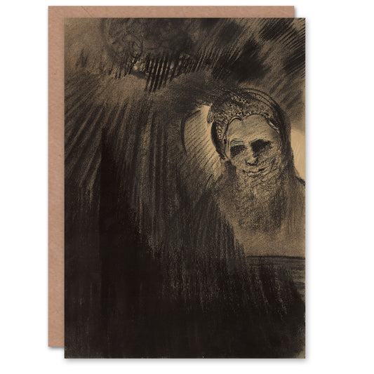 Odilon Redon Art Card Apparition Eerie Charcoal Painting