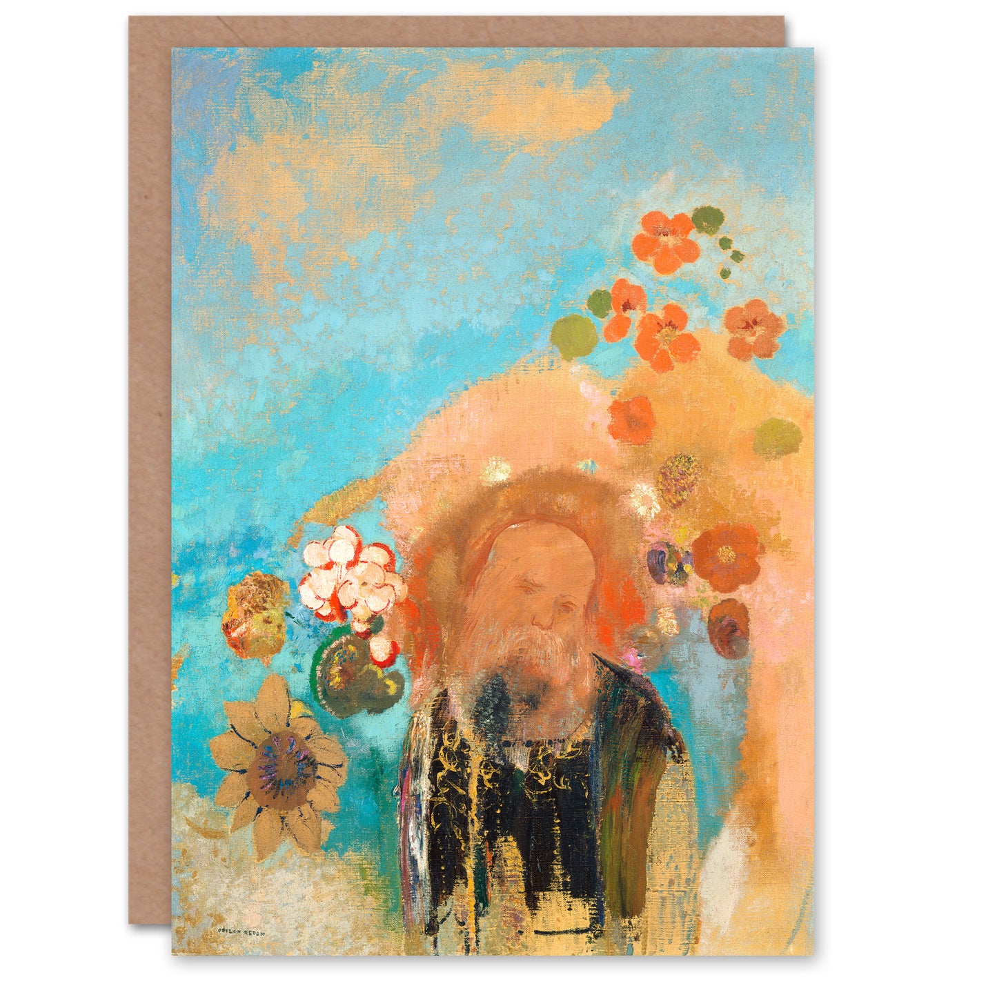 Odilon Redon Art Card Evocation of Roussel Floral Portrait