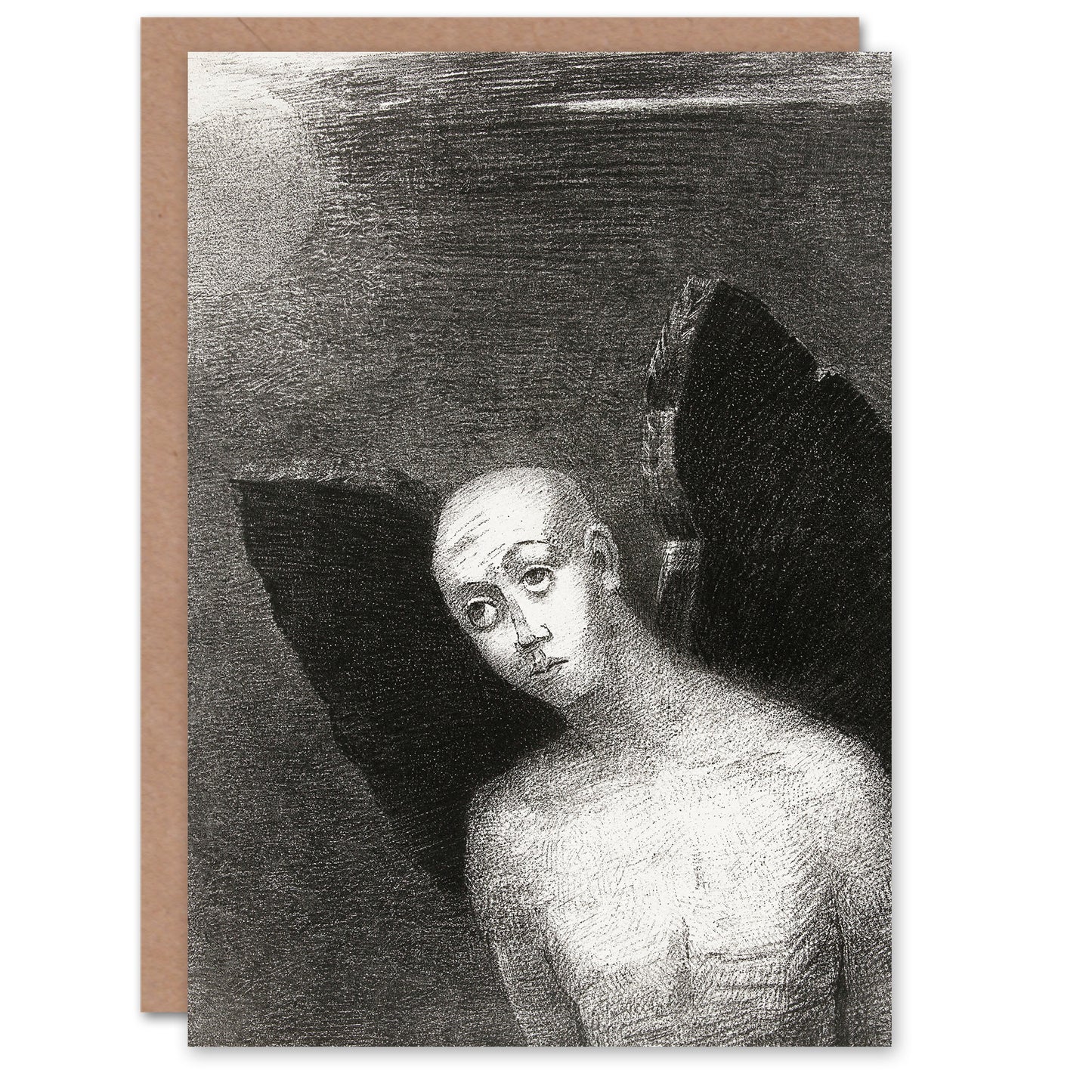 Odilon Redon Art Card Fallen Angel Spreads Black Wings
