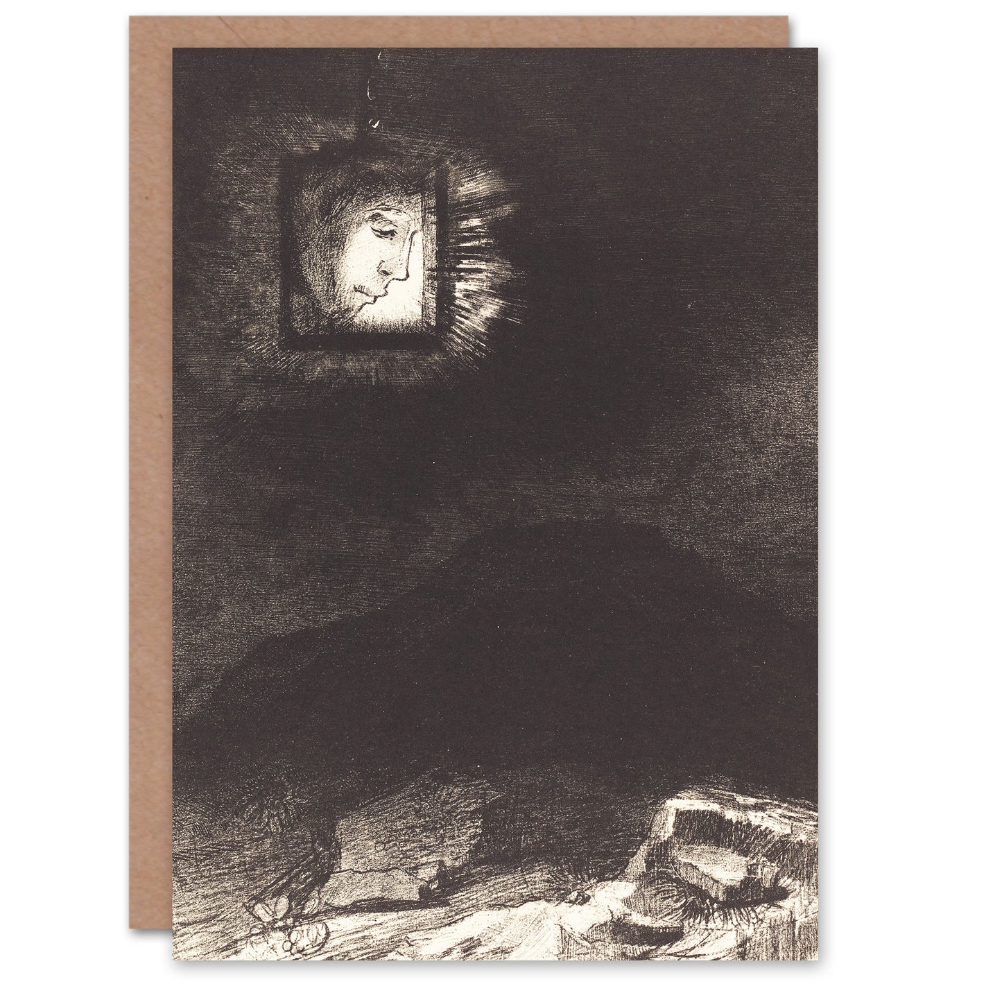 Odilon Redon Art Card Glimmering Head Suspended