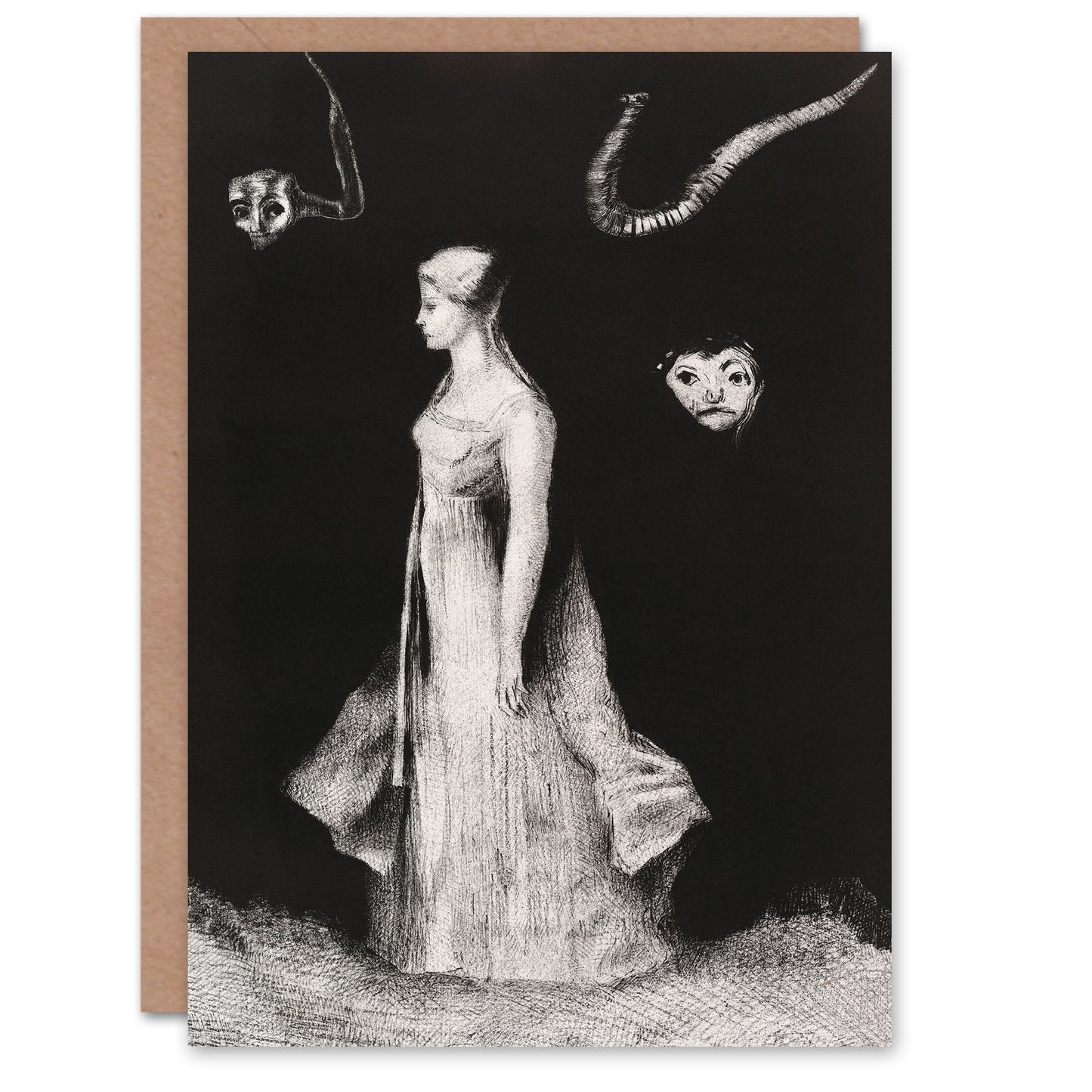 Odilon Redon Art Card Haunting Ghostly Female Figure