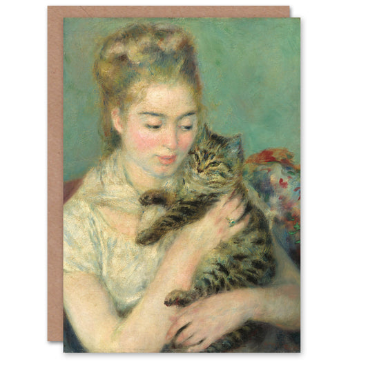 Pierre Auguste Renoir Art Card Woman with a Cat