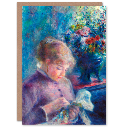Pierre Auguste Renoir Art Card Young Woman Sewing