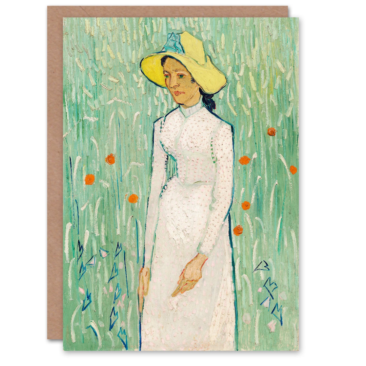 Vincent van Gogh Art Card Girl in White Floral Portrait