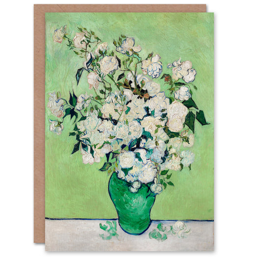 Vincent van Gogh Art Card White Roses In Green Vase