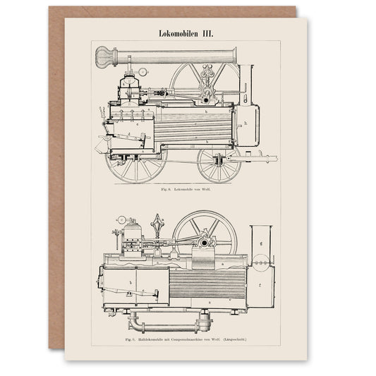 Vintage Art Card Locomotive Train Engine Compartments