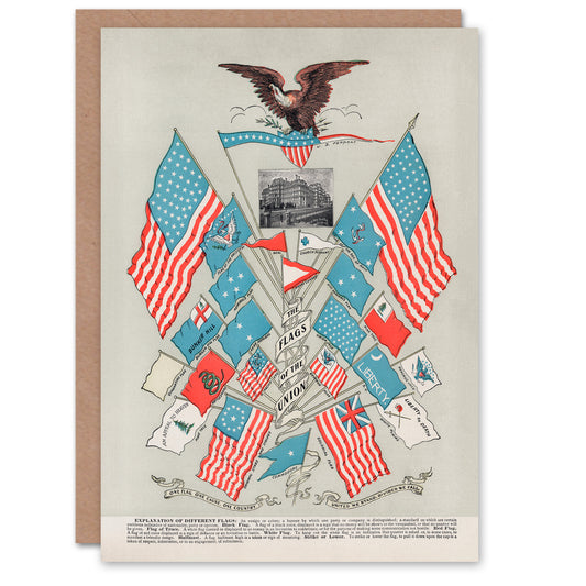 Vintage 1901 Art Card Flags of the American Union