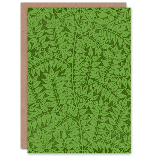William Morris Art Card Leafy Branch Green Pattern