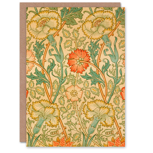 William Morris Art Card Pink Carnations and Roses