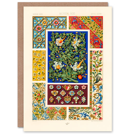 Albert Racinet Art Card Vintage Floral Middle Ages Patterns