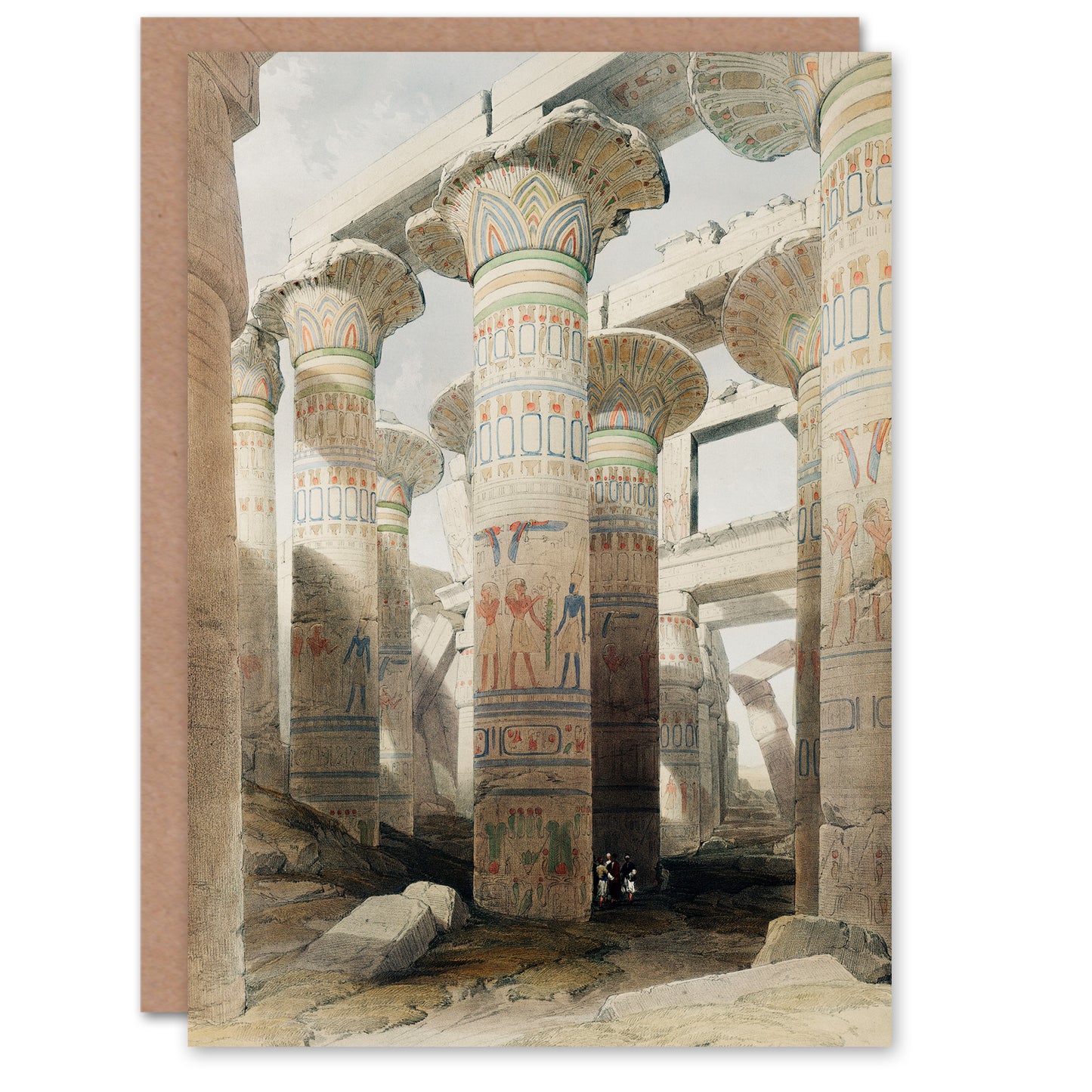 David Roberts Art Card Karnak Temple Great Hypostyle Hall