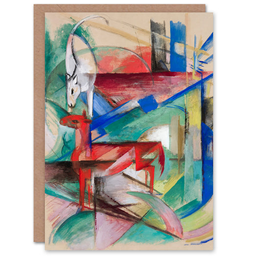Franz Marc Art Card Landscape with Animals Abstract Painting