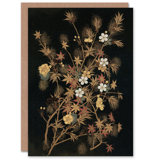 G A Audsley Art Card Vintage Japanese Autumn Flowers