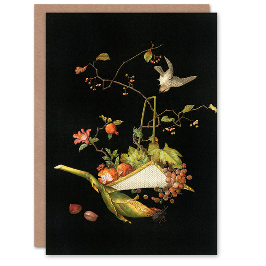 G A Audsley Art Card Vintage Stylised Still Life with Bird