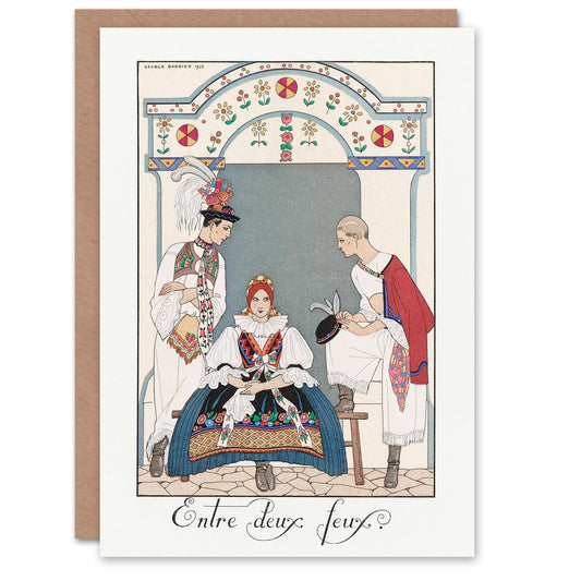 George Barbier Art Card Between Two Flames Vintage Czech Fashion