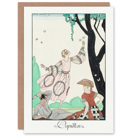 George Barbier Art Card Butterflies Vintage Picnic Fashion