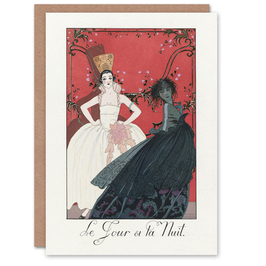 George Barbier Art Card Day and Night Vintage Parisian Fashion Advert