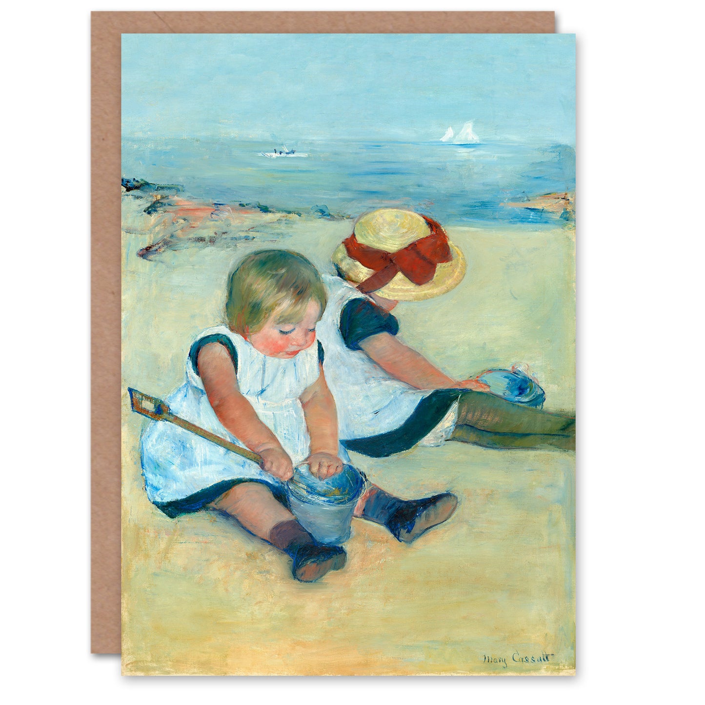 Mary Cassatt Art Card Children Playing on the Beach