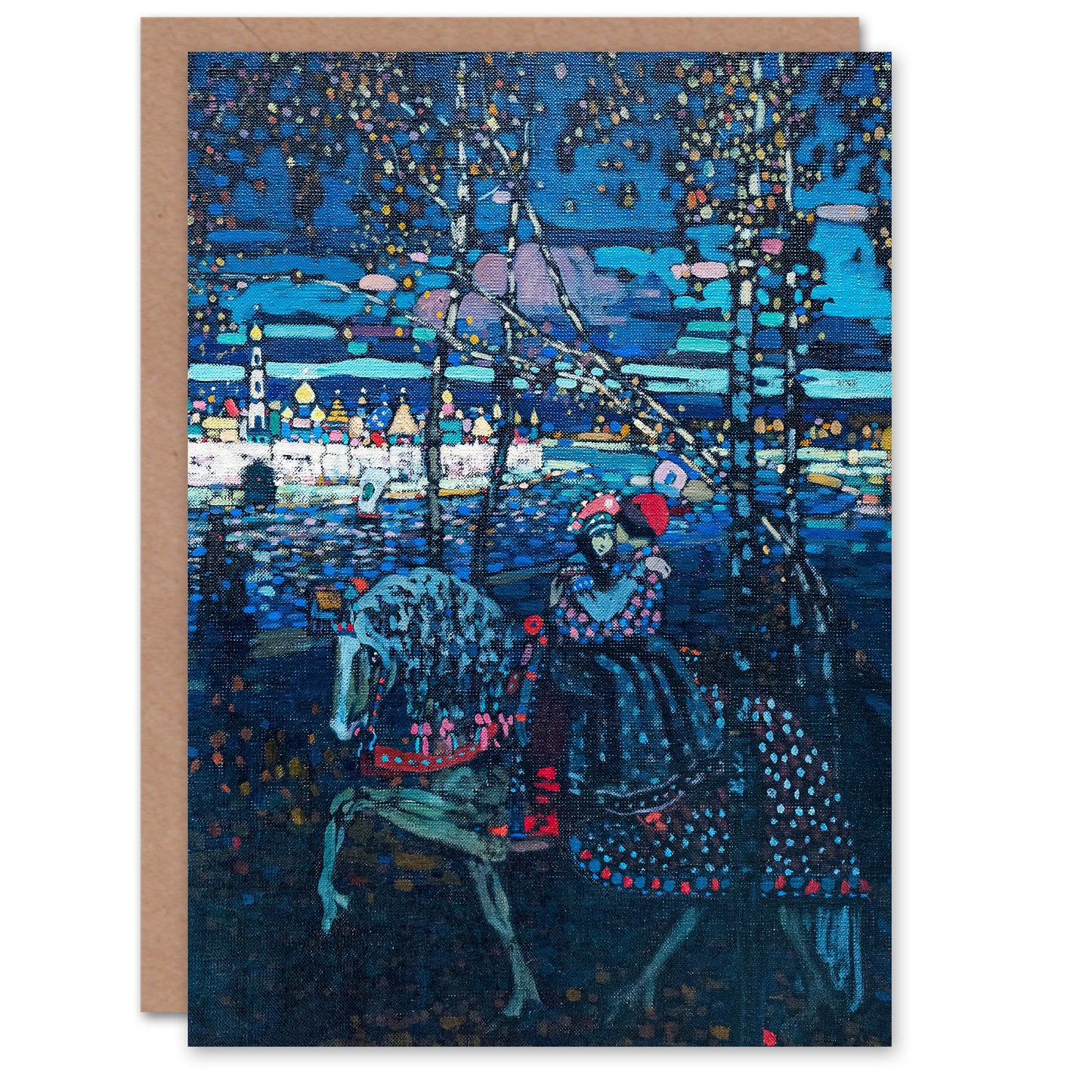 Wassily Kandinsky Art Card Riding Couple in Russian Cityscape
