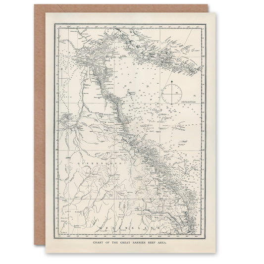 William Saville Kent Art Card Great Barrier Reef Area Chart Map