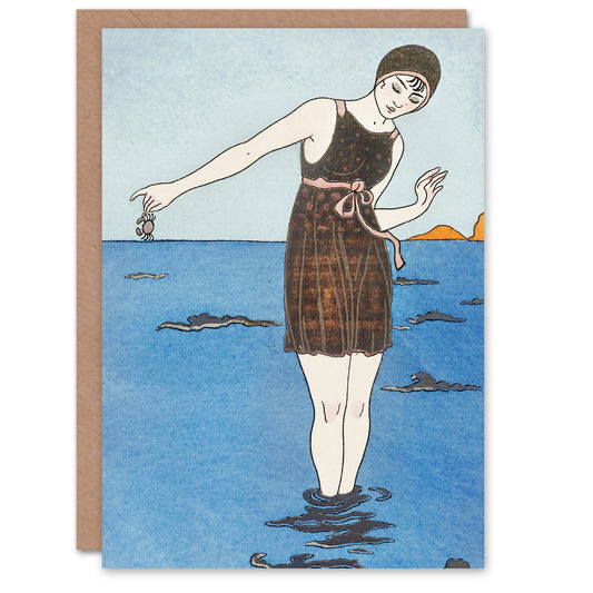 George Barbier Art Card Bathing Suit Vintage Fashion