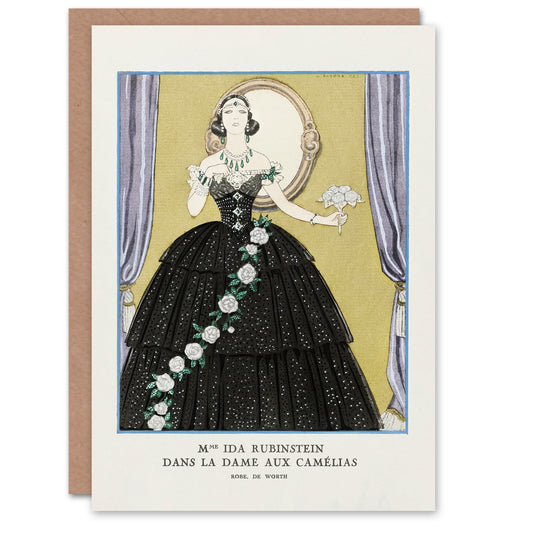George Barbier Art Card Ida Rubinstein in Lady of the Camellias