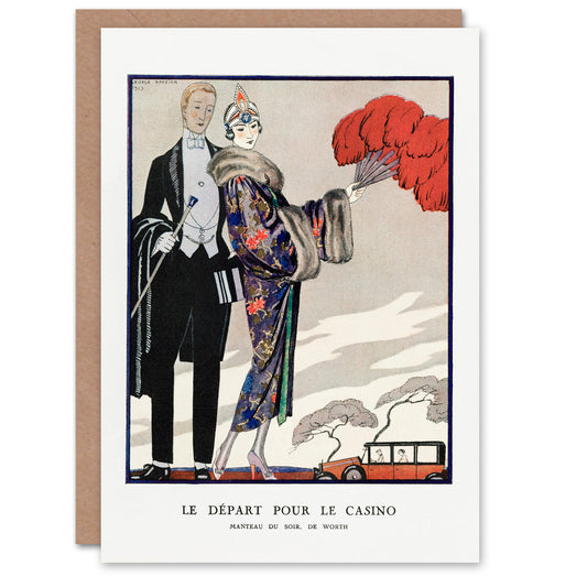 George Barbier Art Card Leaving for the Casino Vintage Fashion