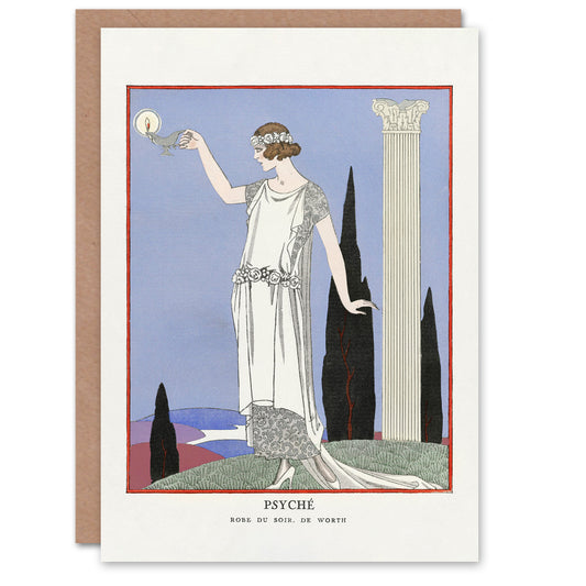 George Barbier Art Card Psyche Evening Dress Worth Vintage Fashion