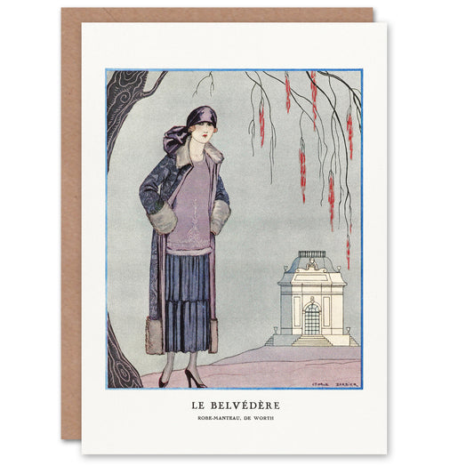 George Barbier Art Card The Belvedere Vintage Worth Coat Fashion
